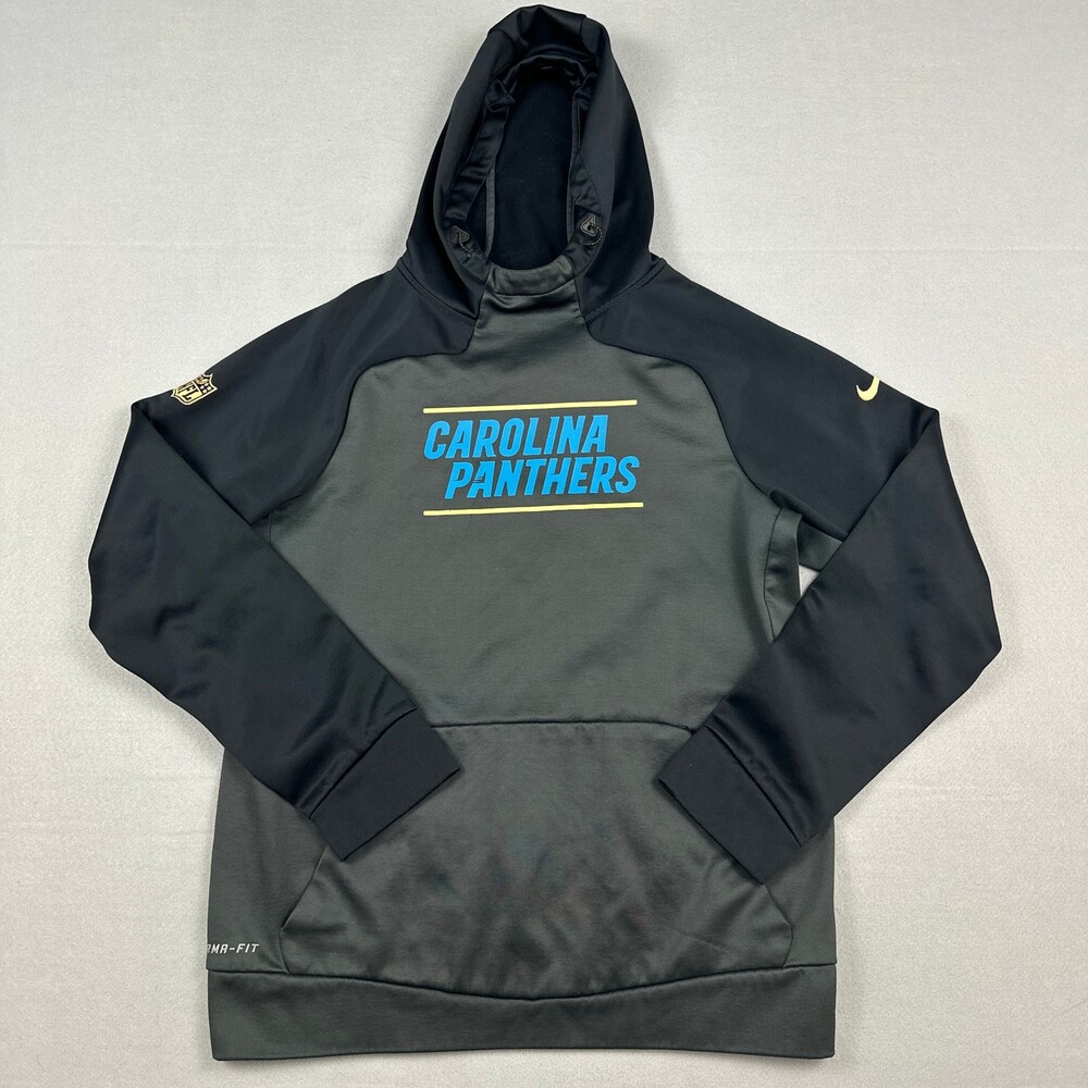 Carolina Panthers Hoodie Men Small Gray Black Nike Therma Fit Sweatshirt NFL